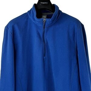 REI Co-op Mens Thin Blue 1/4 Zip Fleece Pullover Intricate Zipper Head Size XL